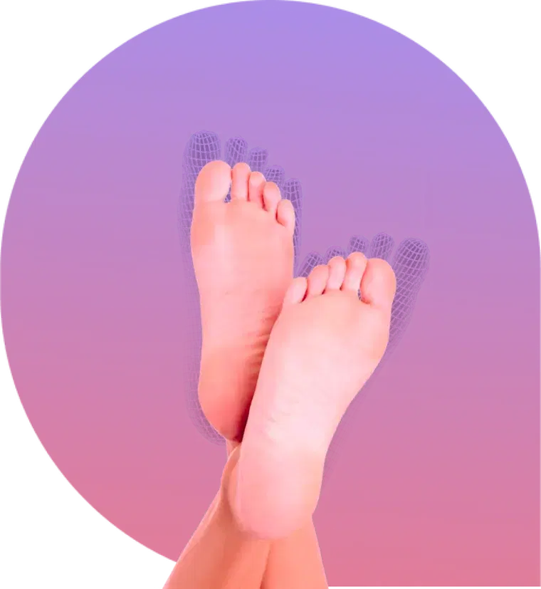 Bare feet with a 3D scan mesh overlay