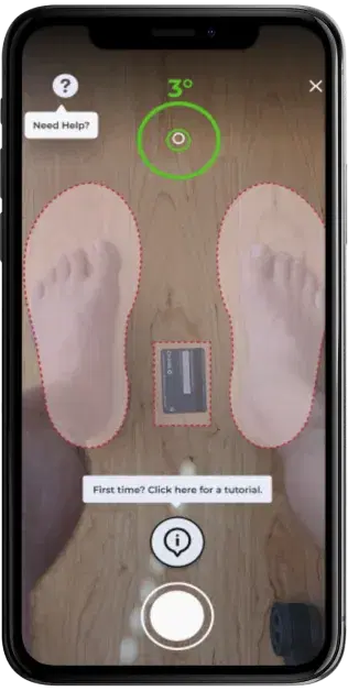 Phone camera scanning two feet